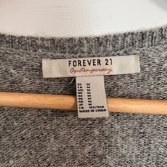 Knee Length Gray Sweater Cardigan - Picture 4 of 4